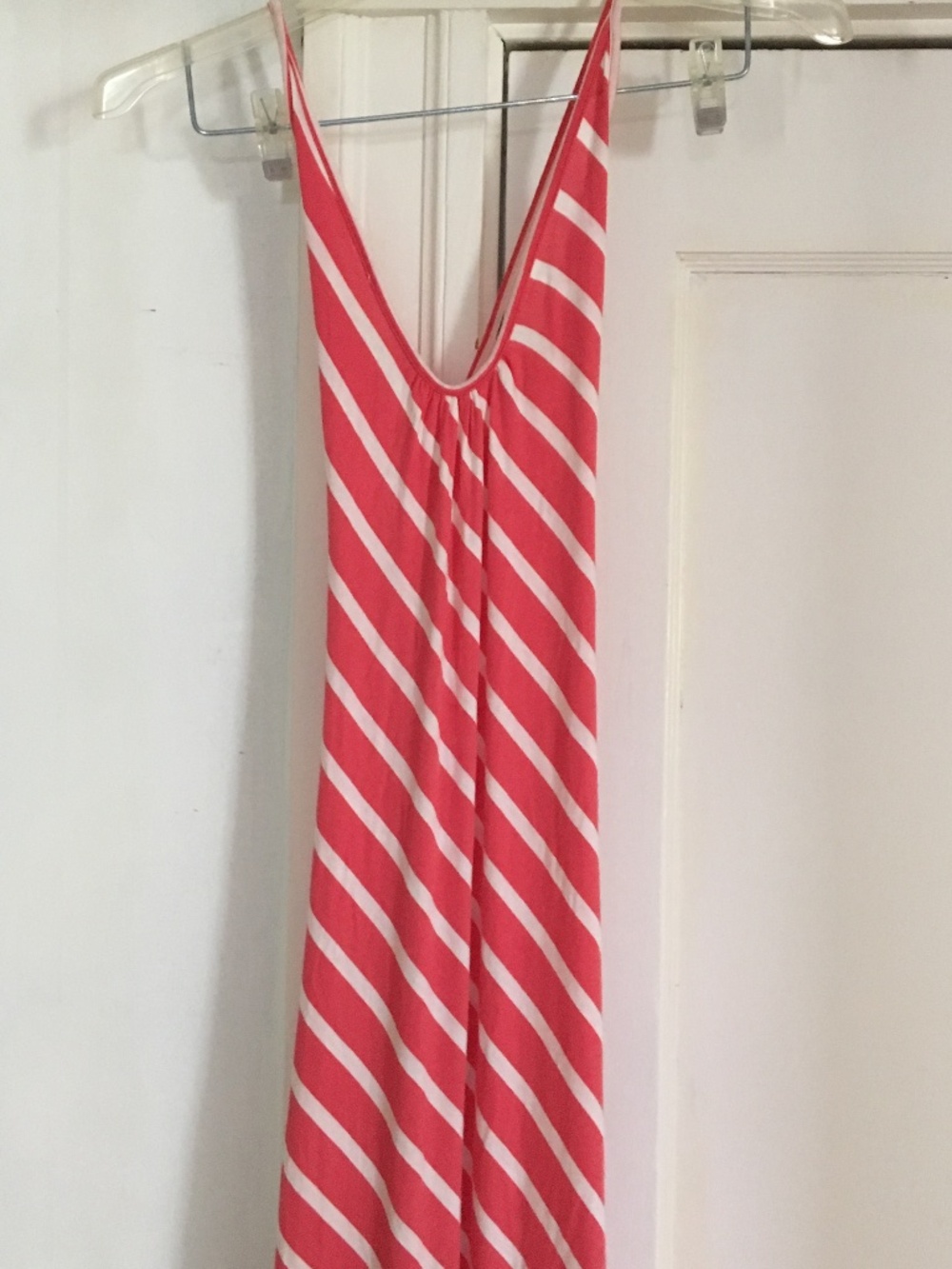 Pink & White Striped Halter Maxi Dress